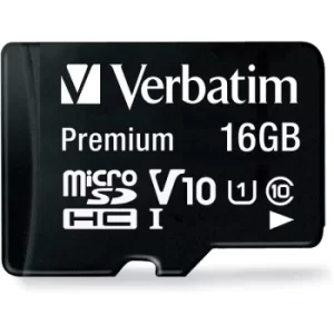 image of Verbatim 16GB Class 10 Micro SDHC with Adapter