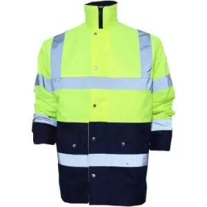 Image of Yoko Unisex Hi-Vis 2 Band Two Tone Jacket (3XL) (Hi-Vis Yellow/Navy) - Hi-Vis Yellow/Navy