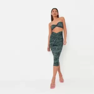 image of Missguided Coord Knot Front Midi Skirt - Green