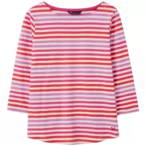 Image of Crew Clothing Womens Essential Breton White/Pink/Orange 12
