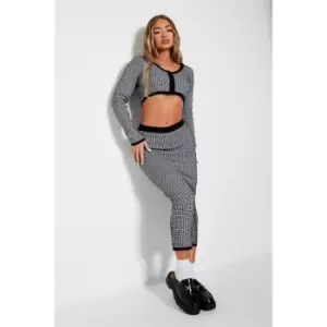 Image of I Saw It First Monogram Knitted Midi Skirt - Black