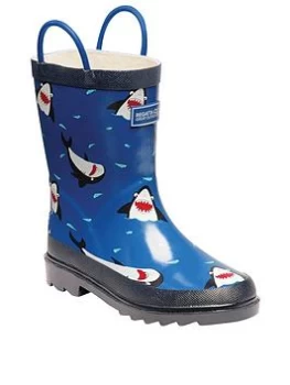 Image of Regatta Minnow Shark Print Junior Welly - Blue Size 11