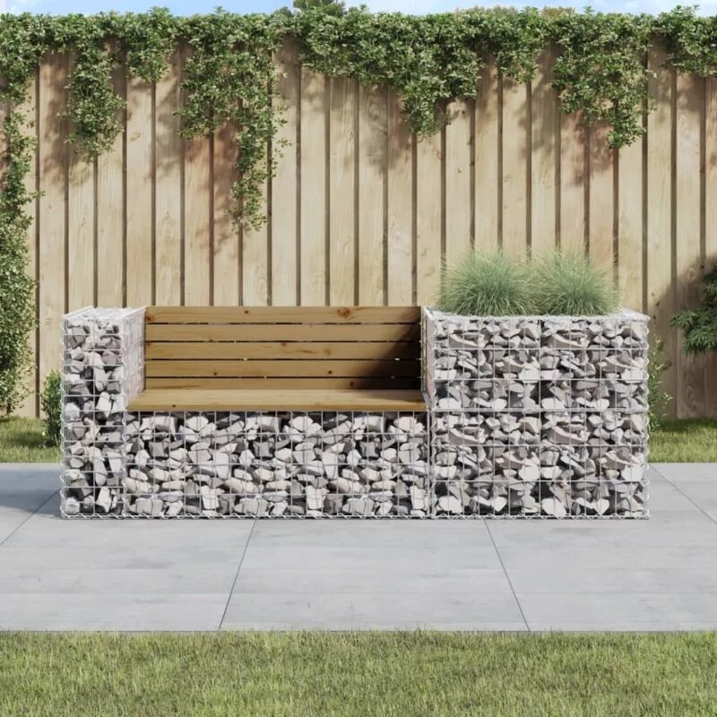 Image of VIDAXL Vidaxl - Garden Bench with Gabion Basket Impregnated Wood Pine 8720845453343