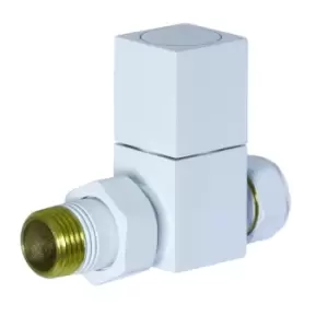 image of Towelrads Thermostatic Radiator Straight Valve and Lockshield Square White 105mm x 65mm 129005