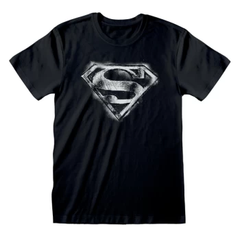 Image of DC Superman - BW Distressed Logo Unisex Large T-Shirt - Blue