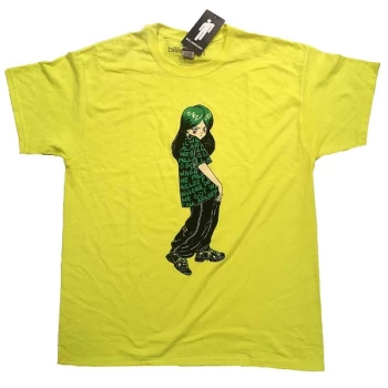 Image of Billie Eilish - Anime Billie Unisex Large T-Shirt - Yellow
