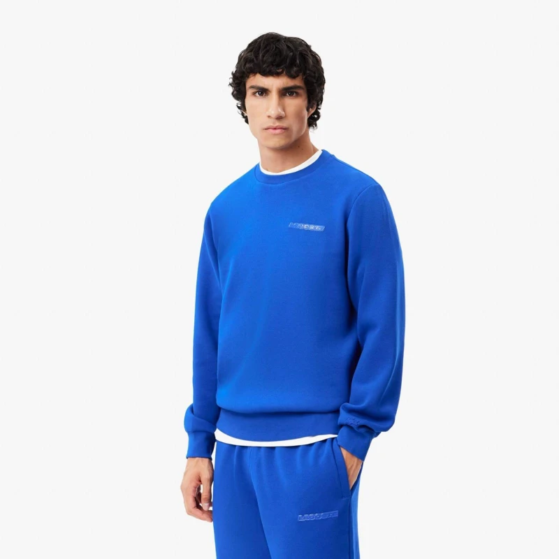 Image of Lacoste Piqu Badge Accent Sweatshirt Blue male XS