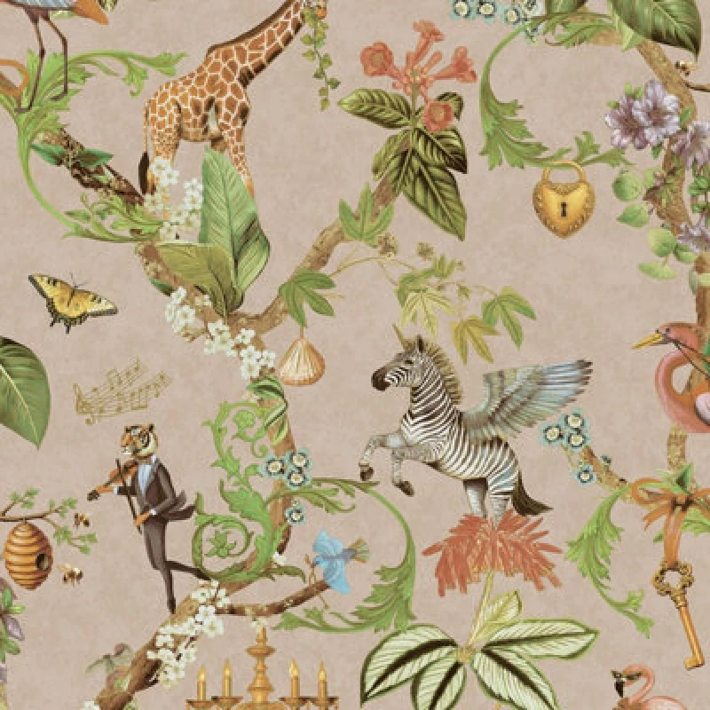 Image of Holden Decor Safari Symphony Pink Wallpaper, Pink 14261