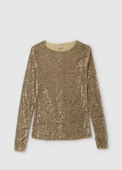 image of Free People Womens Gold Rush Sequinned Top In Gold Combo