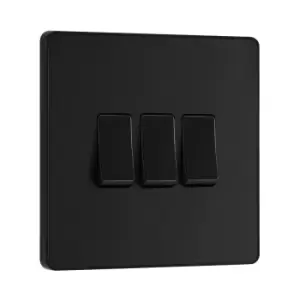 BG Evolve Matt Black Triple Light Switch 20A 16Ax 2 Way - PCDMB43B - main image