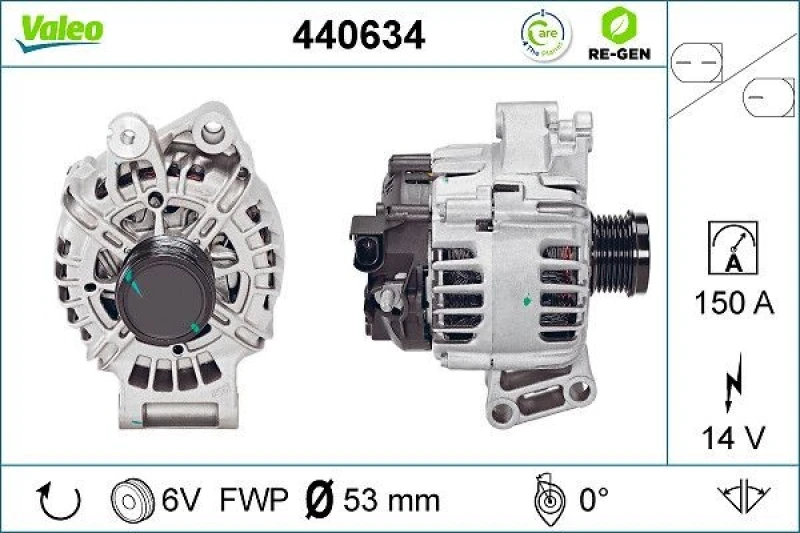 Image of VALEO 440634 Generator Alternator Charging Current: 150A, Voltage: 14V Alternator (4)