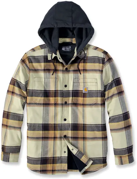 Image of Carhartt Rugged Flex Flannel Fleece, textile jacket , color: Dark Brown/Light Yellow/Black , size: L