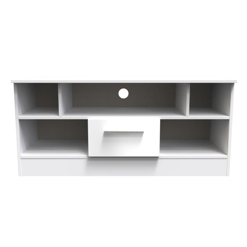 Image of Trent 1 Drawer TV & Media Unit In White Gloss (Ready Assembled)