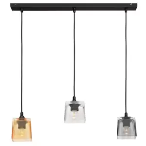 image of Santos Straight Bar Pendant Ceiling Light Black, Transparent, Amber, Smokey 60cm