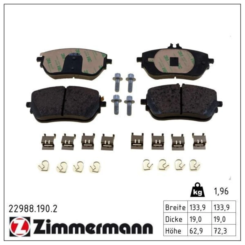 Image of ZIMMERMANN Brake pad set ZIMMERMANN 22988.190.2