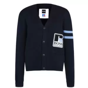 image of Boss x Russell Athletic Knitted Cardigan - Blue