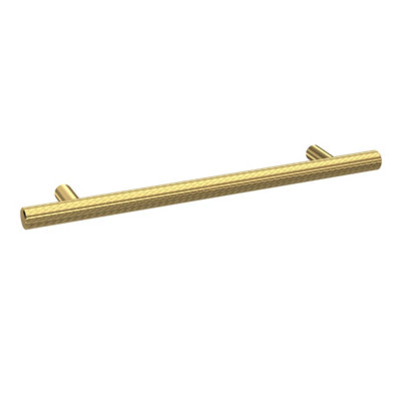 Image of Hudson Reed Knurled Bar Handle, Contemporary Bathroom Furniture Accessory In Brushed Brass Finish, 160mm