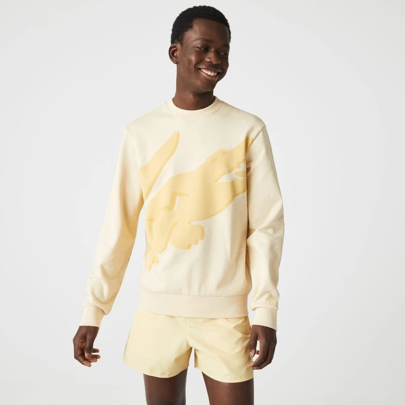 Image of Lacoste Classic Fit Big Logo Sweatshirt - Yellow Yellow XS