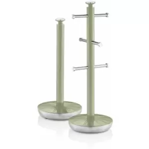 Image of Swan Towel Pole and Mug Tree Set Green - GREEN