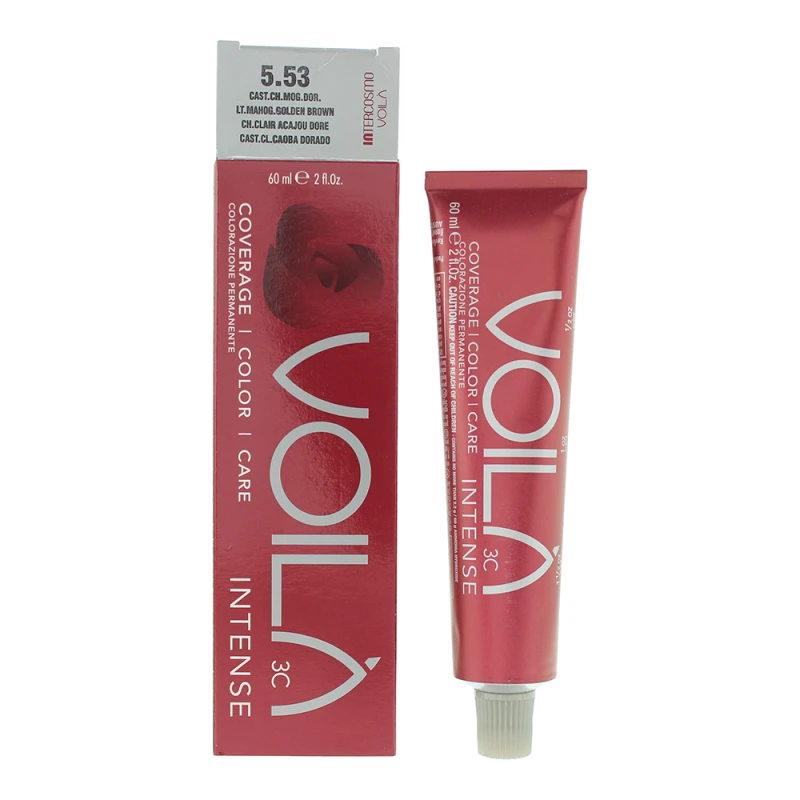 Image of Intercosmo Voila 3c Intense 5.53 Light Mahogany Golden Brown Hair Colour 60ml