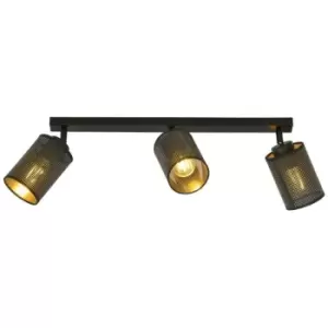 Image of Emibig Bronx Black Ceiling Spotlight Bar with Black Fabric Shades, 3x E14