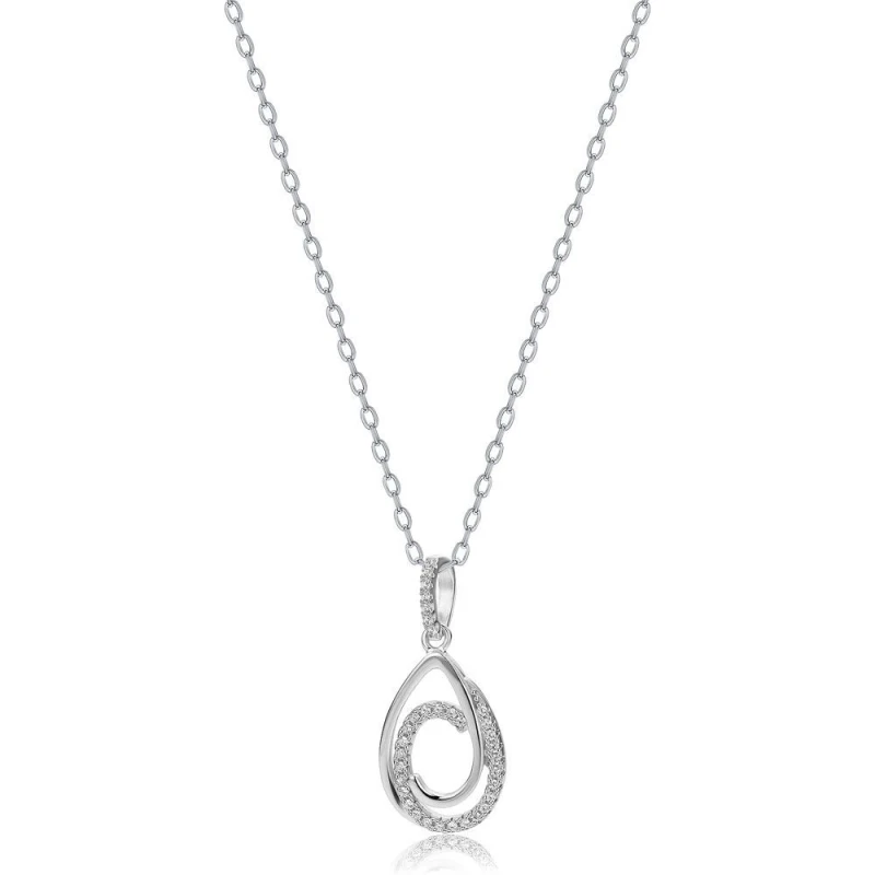 Image of Jewelco London Sterling Silver CZ Twirling Tears of Joy Charm Necklace 18" - RE46634 Silver female