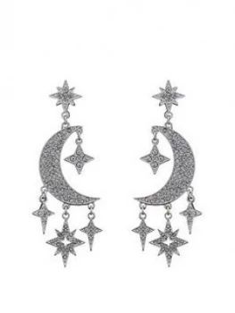 Image of Mood Silver Plated Crystal Celestial Drop Earrings