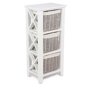 Robert Dyas Tocino Ready Assembled X Side 3-Basket Wooden Storage Unit