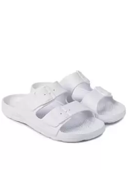 Image of TOTES Ladies Solbounce Buckle Cross Slide Sandals - White, Size 5, Women