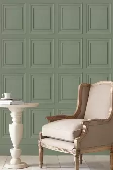 Image of Laura Ashley Redbrook Wood Panel Wallpaper - Green