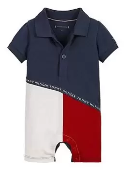 Image of Tommy Hilfiger Baby Boys Colorblock Romper - Navy, Size 3-6 Months