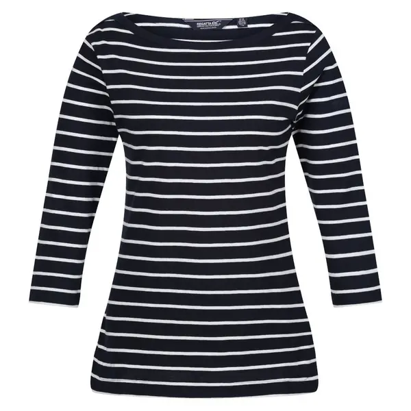 Image of Regatta Womens Bayletta Cotton Blend Lightweight T Shirt 10 - Bust 34' (86cm) Navy/White RWT294-1SF-10