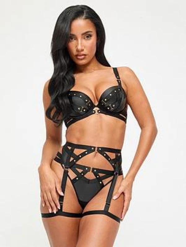 Image of Ann Summers Womens After Dark Padded Plunge Bra in Black Size: 32FF Black Female 32FF