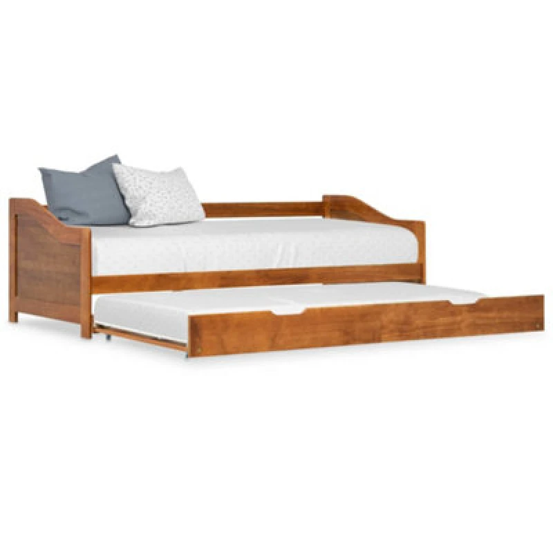 Image of vidaXL Pull-out Sofa Bed Frame Honey Brown Pinewood 90x200cm Sleepover Beds