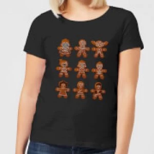 Image of Star Wars Gingerbread Characters Womens Christmas T-Shirt - Black