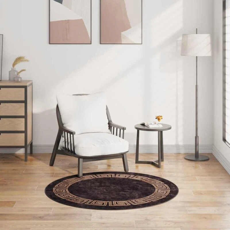 Image of VIDAXL Rug Washable φ120cm Black and Gold Anti Slip Vidaxl 337933