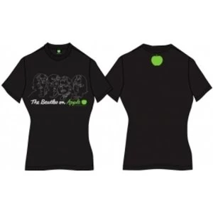 Image of The Beatles On Apple Ladies Black T Shirt Large