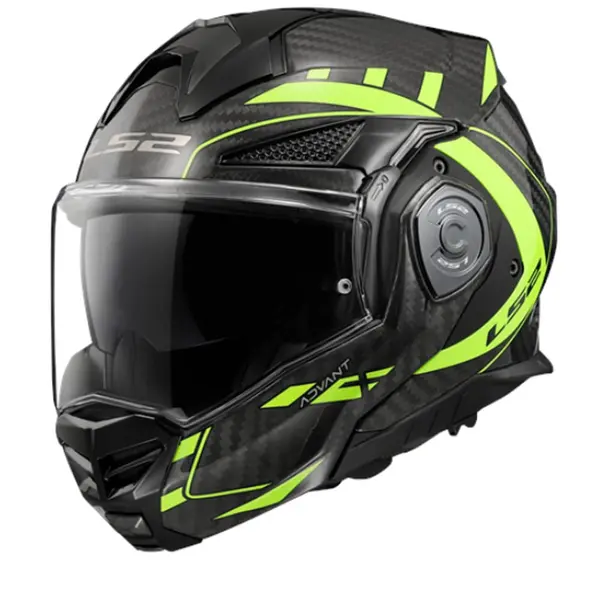 Image of LS2 FF901 Advant X Carbon Future H-V Yellow Modular Helmet Size S
