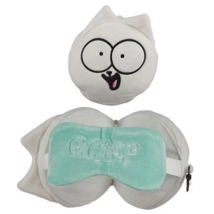 image of Relaxeazzz Plush Simon & Cat Round Travel Pillow & Eye Mask