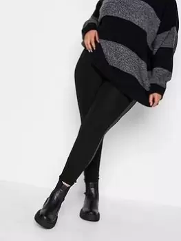 Image of Yours Ponte Pu Stripe Legging, Black, Size 16, Women