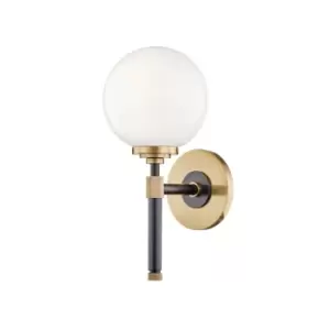 Image of Bowery 1 Light Bath Bracket Aged Brass, Glass