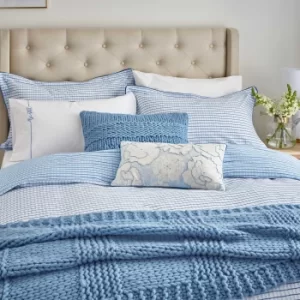 image of Katie Piper Be Still Check Kingsize Duvet Cover Set, Blue