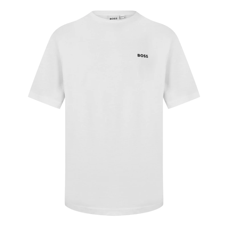 Image of Boss White Junior Cotton T-Shirt With Small Logo White Boys 10Y 209923UK