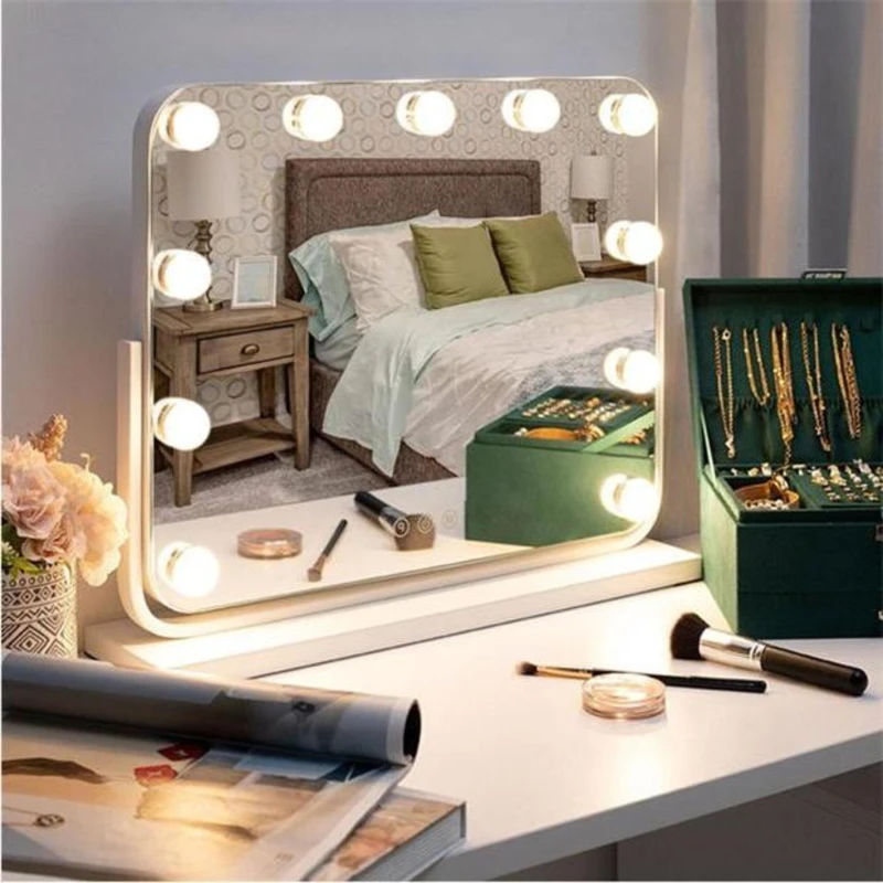 Image of Kabinet UK Rotating Rectangular Mirror with 11 Bulbs White unisex Medium