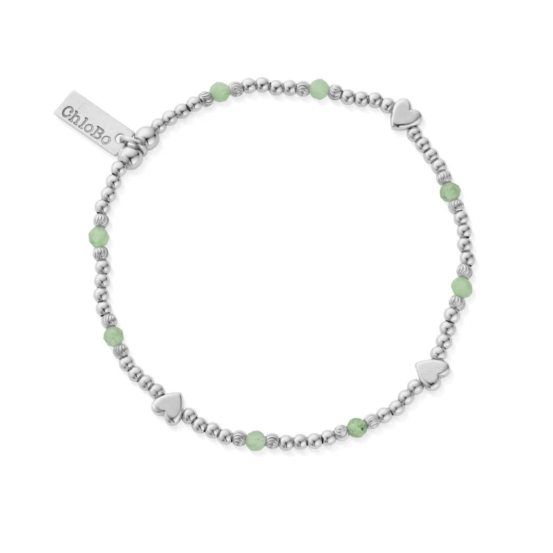Image of ChloBo New Love Silver Aventurine Heart Small Bead Bracelet SBAHEART Silver female