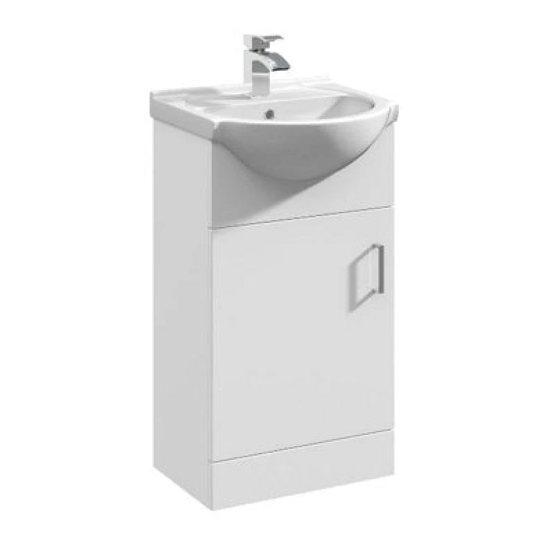 Image of Mayford 2 Door Vanity Unit With Round Basin Gloss White