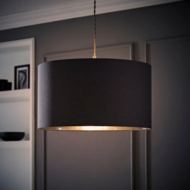 Image of ValueLights ValueLights Reni Charcoal with Chrome Inner Easy Fit Ceiling Lamp Shade and Bulb Size: Large Charcoal Large Unisex 5059406062230