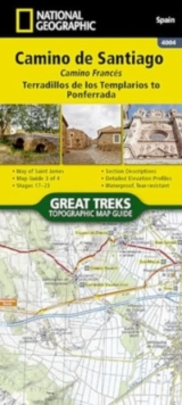 Image of Camino de Santiago - Camino France Map 3 of 4 : Terradillos de los Templarios to Ponferrada Other cartographic