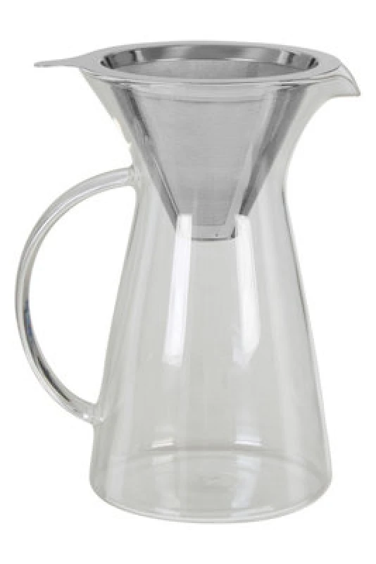 Image of Interiors by Premier Versatile Coffee Pot 1100ml Borosilicate Glass Coffee Pot For Breakfast, Stainless Steel Simple Coffee Pot Clear