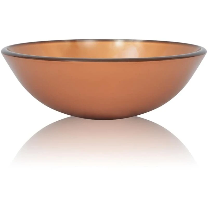 Image of vidaXL Basin Tempered Glass 42cm Brown Cloakroom Bathroom Above Counter Sink
